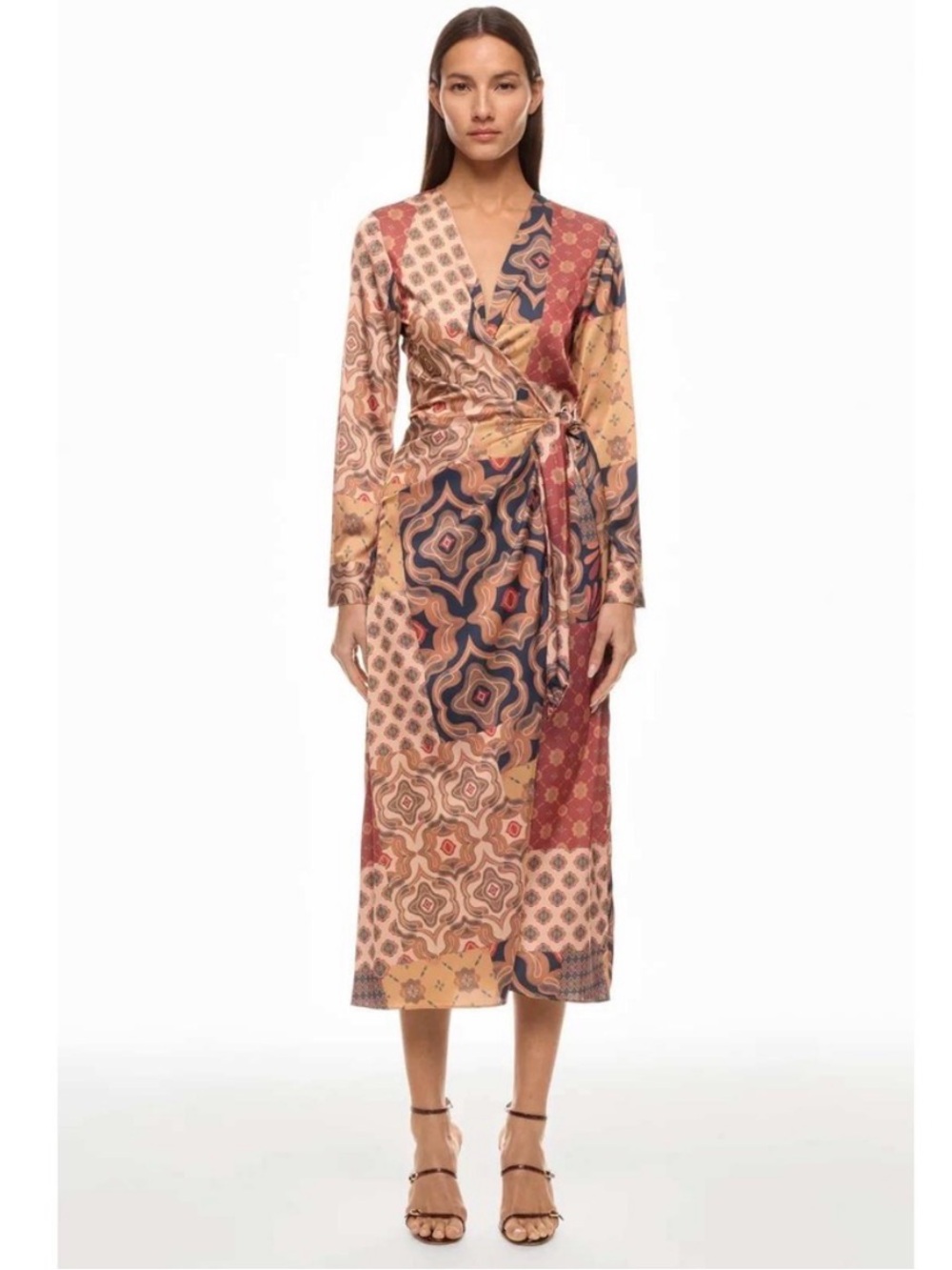 MISA Eliza Patchwork Midi Wrap Dress